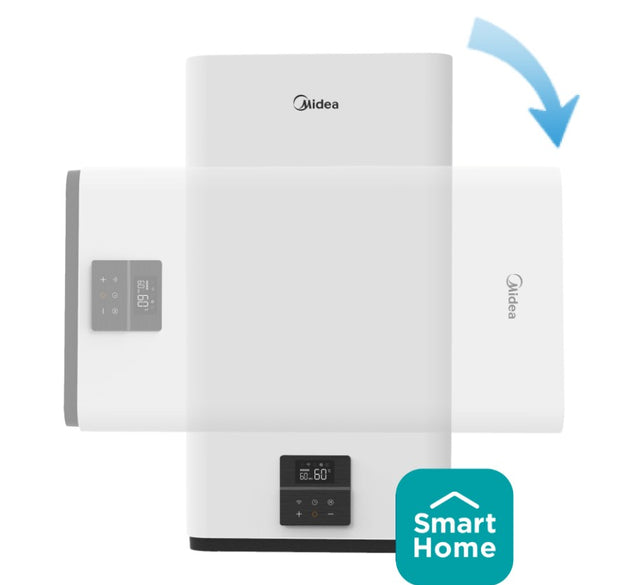 Midea Electric Water Heater - incl. WiFi Salute Flex - Double Tank 80L (Installation not incl.). The water pipe must face left for horizontal mounting.