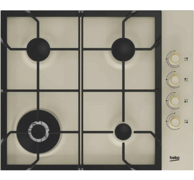Beko Gas Hob 4 Burners 60cm Cream H: 3.9cm x W: 58cm x D: 51cm