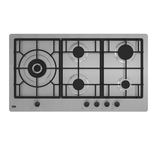 Beko Hob Gas 4 Burners 1 Wok Inox 90 cm H 12cm x W 90 cm x D 58.5cm