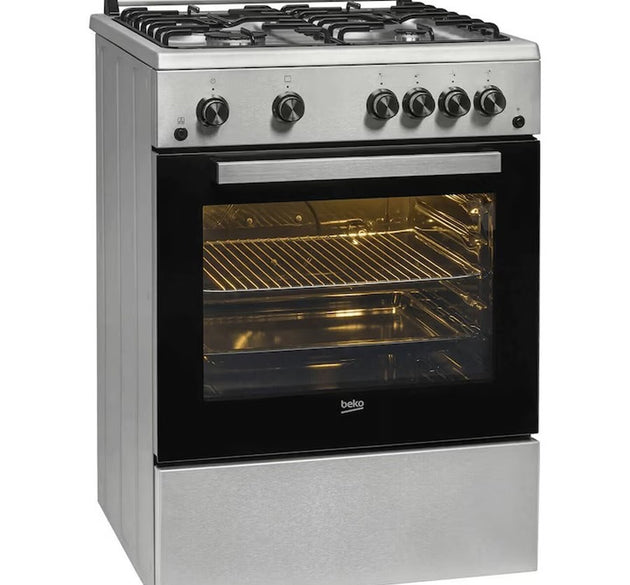 Beko Cooker Gas S/Steel 4 Burner H 85cm x W 60cm x D 60cm