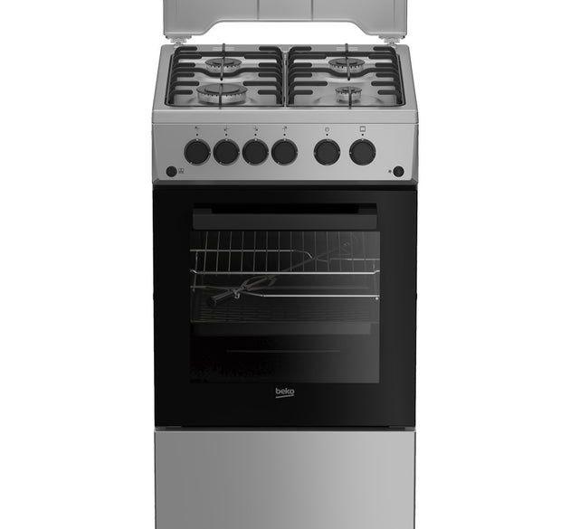 Beko Cooker Gas Black & S/Steel 4 Burner H 85cm x W 50cm x D 60cm