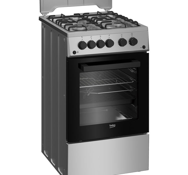 Beko Cooker Gas Black & S/Steel 4 Burner H 85cm x W 50cm x D 60cm