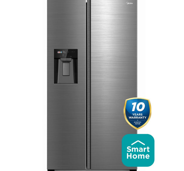 Midea American Style Fridge Freezer with Water and Ice Dispenser 573L - Stainless Ste