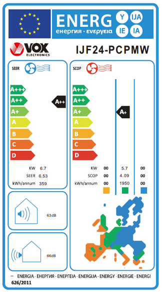 VOX Air Conditioner A++ 24,000BTU  Integrated Wi-Fi