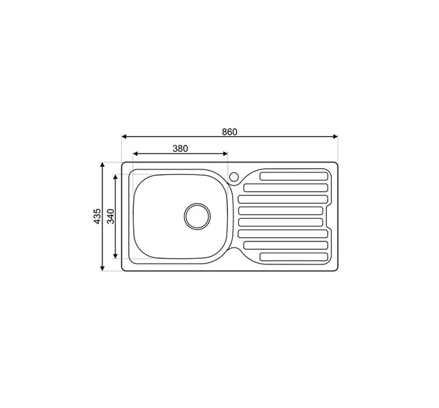 Asil 1 Bowl Sink S/Steel 86 x 43.5 cm LINEN Rental Normal Drain